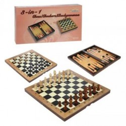 Игра настольная 3в1, в компл. игр. поле 29х29см., шахматы, шашки-нарды, кости, кор.								